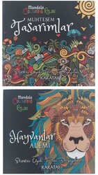 Karatay Mandala Boyama Kitabı Seti 2 Adet (Tasarımlar+Hayvanlar) - Thumbnail